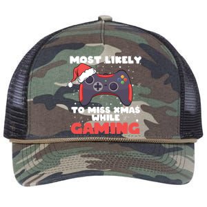 Most Likely To Miss Christmas While Gaming Xmas Family Cool Gift Retro Rope Trucker Hat Cap