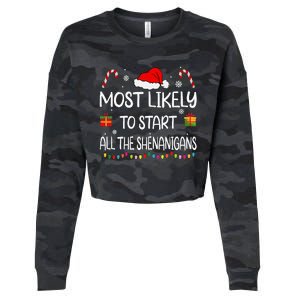 Most Likely To Start All The Shenanigans Family Christmas Cropped Pullover Crew