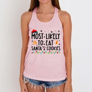 Most Likely To Eat Santas Cookies Family Christmas Matching Women's Knotted Racerback Tank