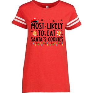 Most Likely To Eat Santas Cookies Family Christmas Matching Enza Ladies Jersey Football T-Shirt