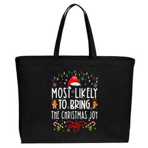 Most Likely To Bring The Christmas Joy Family Christmas Cotton Canvas Jumbo Tote