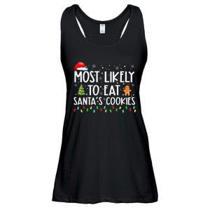 Most Likely To Eat SantaS Cookies Funny Christmas Ladies Essential Flowy Tank