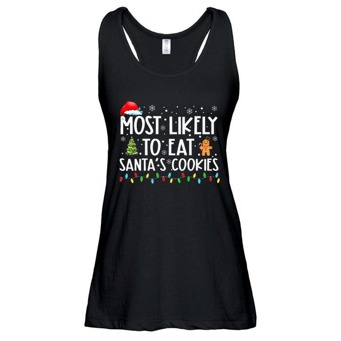 Most Likely To Eat SantaS Cookies Funny Christmas Ladies Essential Flowy Tank