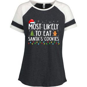 Most Likely To Eat SantaS Cookies Funny Christmas Enza Ladies Jersey Colorblock Tee