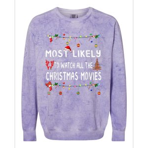 Most Likely To Christmas Shirt Funny Matching Family Pajamas Colorblast Crewneck Sweatshirt