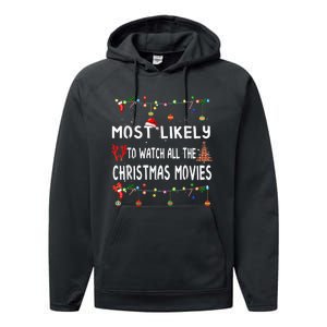 Most Likely To Christmas Shirt Funny Matching Family Pajamas Performance Fleece Hoodie