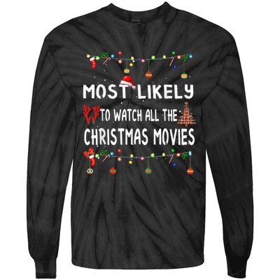 Most Likely To Christmas Shirt Funny Matching Family Pajamas Tie-Dye Long Sleeve Shirt