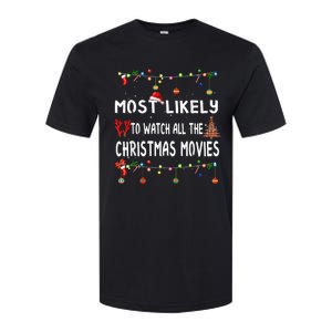 Most Likely To Christmas Shirt Funny Matching Family Pajamas Softstyle CVC T-Shirt