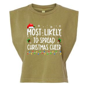 Most Likely To Spread Christmas Cheer Party Family Matching Funny Gift Garment-Dyed Women's Muscle Tee