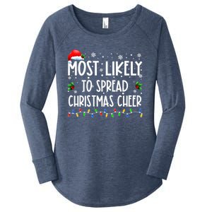 Most Likely To Spread Christmas Cheer Party Family Matching Funny Gift Women's Perfect Tri Tunic Long Sleeve Shirt