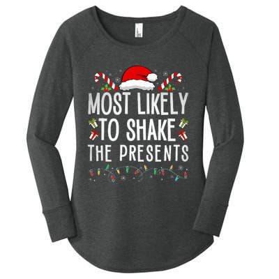 Most Likely To Shake The Presents Family Matching Christmas  Women's Perfect Tri Tunic Long Sleeve Shirt