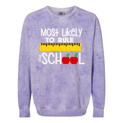 MOST LIKELY TO RULE THE SCHOOL RULER & APPLE Colorblast Crewneck Sweatshirt