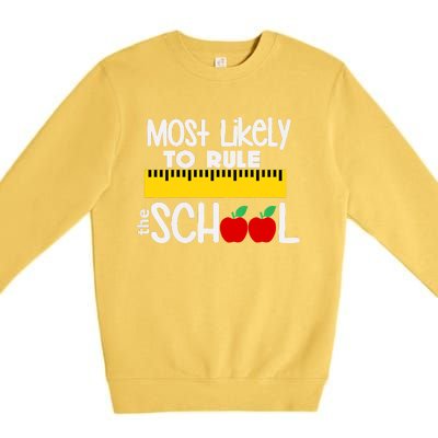 MOST LIKELY TO RULE THE SCHOOL RULER & APPLE Premium Crewneck Sweatshirt