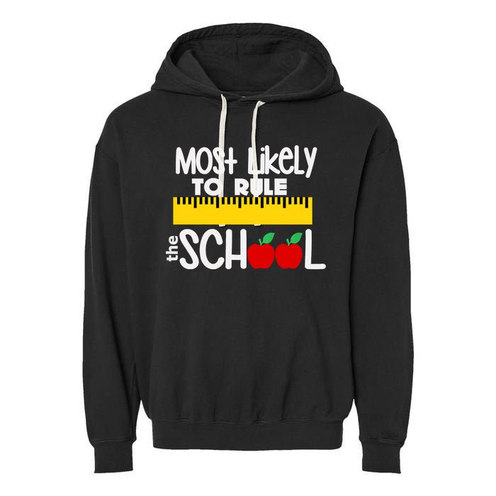MOST LIKELY TO RULE THE SCHOOL RULER & APPLE Garment-Dyed Fleece Hoodie