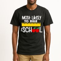 MOST LIKELY TO RULE THE SCHOOL RULER & APPLE Tall T-Shirt