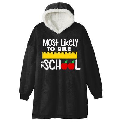 MOST LIKELY TO RULE THE SCHOOL RULER & APPLE Hooded Wearable Blanket