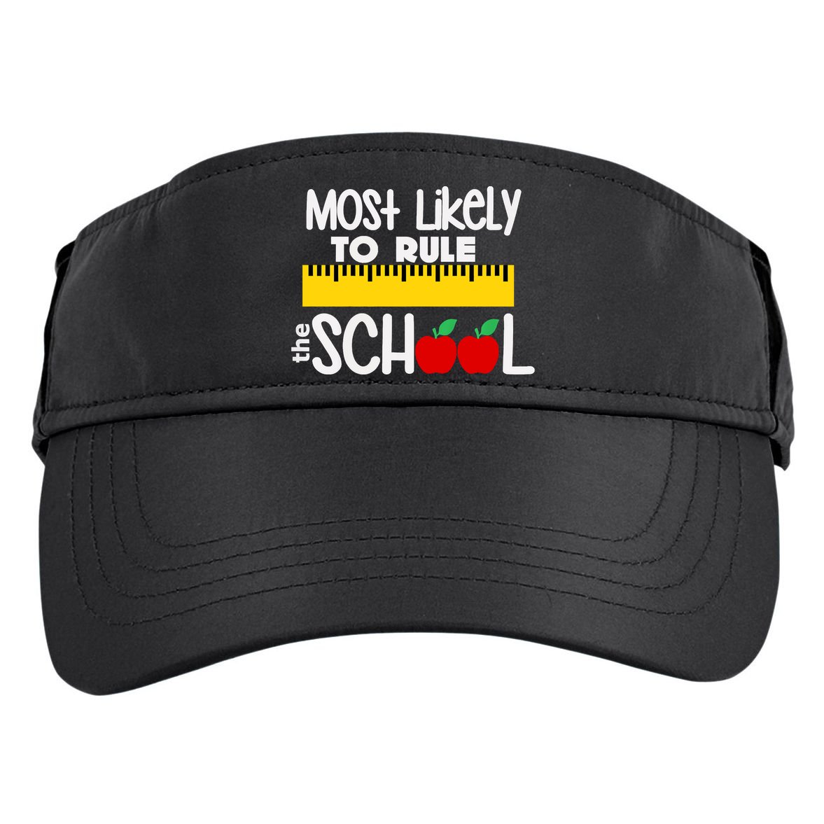 MOST LIKELY TO RULE THE SCHOOL RULER & APPLE Adult Drive Performance Visor