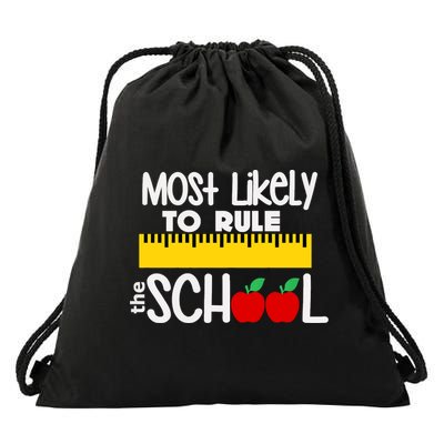 MOST LIKELY TO RULE THE SCHOOL RULER & APPLE Drawstring Bag
