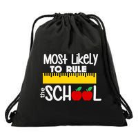 MOST LIKELY TO RULE THE SCHOOL RULER & APPLE Drawstring Bag