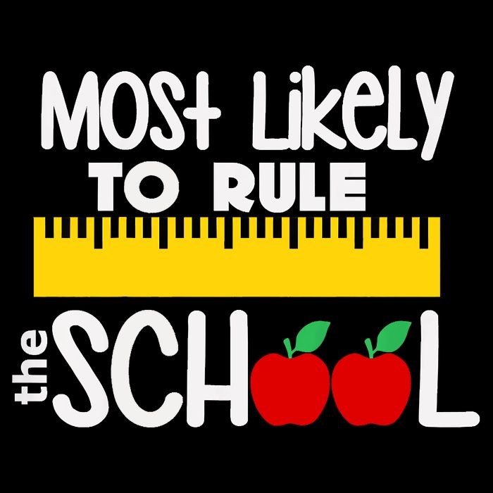 MOST LIKELY TO RULE THE SCHOOL RULER & APPLE Drawstring Bag