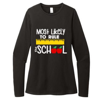 MOST LIKELY TO RULE THE SCHOOL RULER & APPLE Womens CVC Long Sleeve Shirt