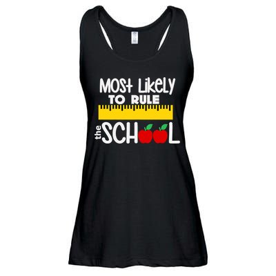 MOST LIKELY TO RULE THE SCHOOL RULER & APPLE Ladies Essential Flowy Tank