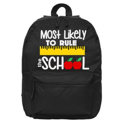 MOST LIKELY TO RULE THE SCHOOL RULER & APPLE 16 in Basic Backpack