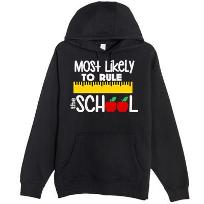 MOST LIKELY TO RULE THE SCHOOL RULER & APPLE Premium Pullover Hoodie