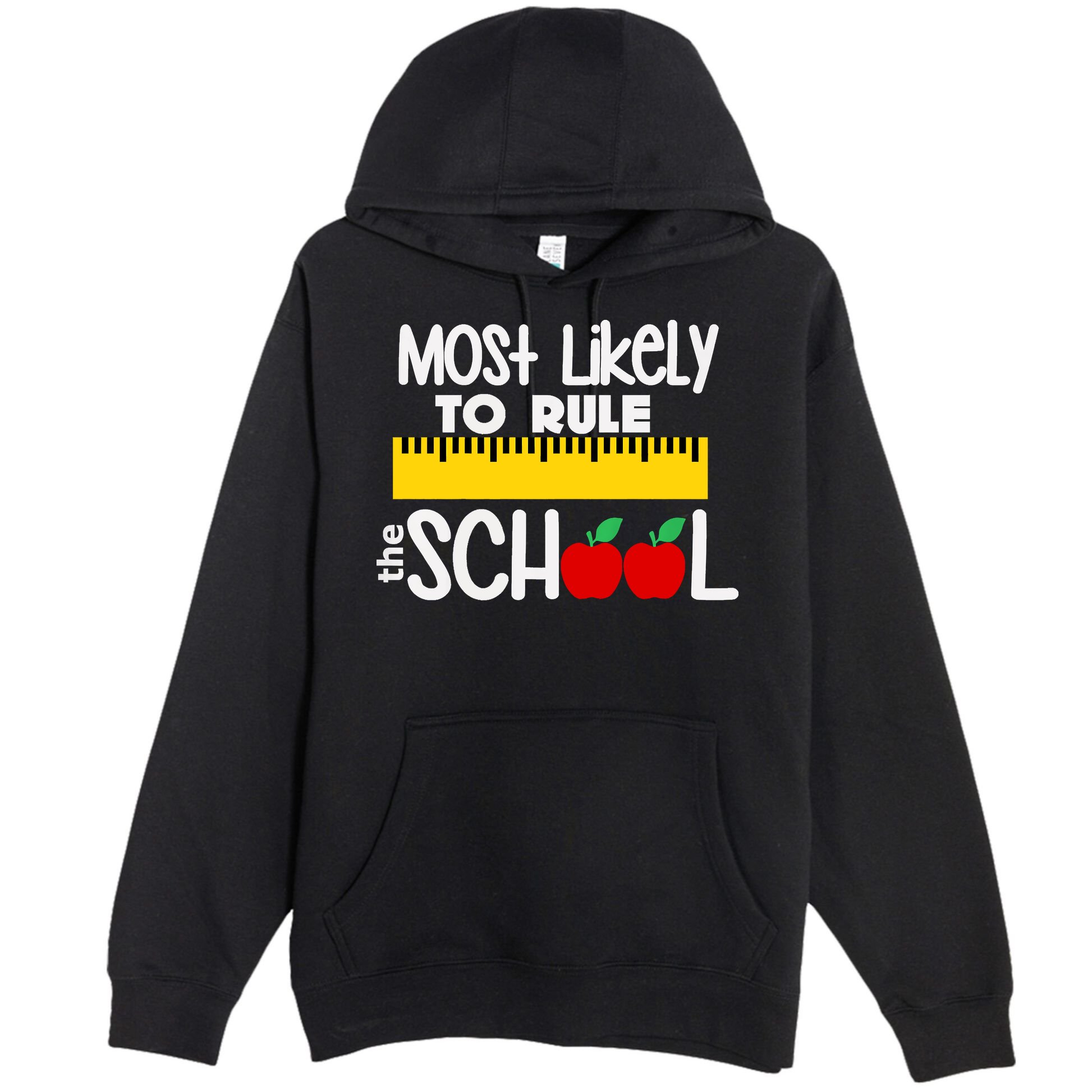 MOST LIKELY TO RULE THE SCHOOL RULER & APPLE Premium Pullover Hoodie