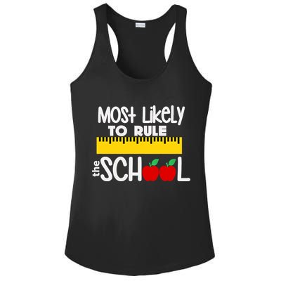 MOST LIKELY TO RULE THE SCHOOL RULER & APPLE Ladies PosiCharge Competitor Racerback Tank