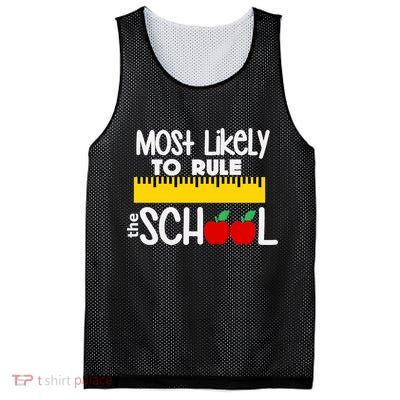 MOST LIKELY TO RULE THE SCHOOL RULER & APPLE Mesh Reversible Basketball Jersey Tank