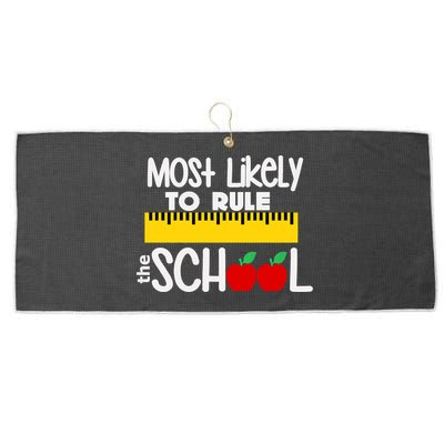 MOST LIKELY TO RULE THE SCHOOL RULER & APPLE Large Microfiber Waffle Golf Towel