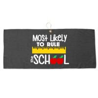 MOST LIKELY TO RULE THE SCHOOL RULER & APPLE Large Microfiber Waffle Golf Towel