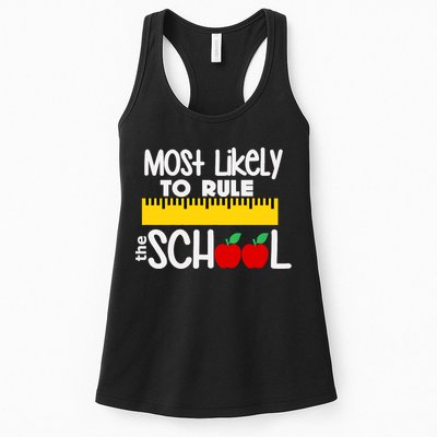 MOST LIKELY TO RULE THE SCHOOL RULER & APPLE Womens Tank Top