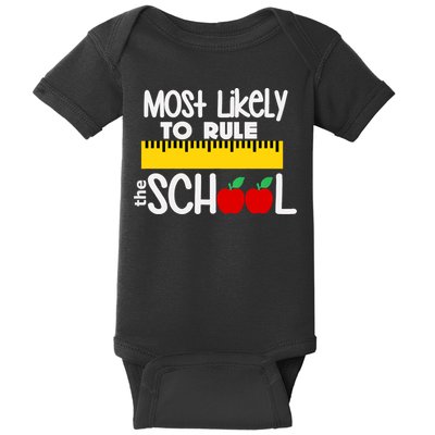 MOST LIKELY TO RULE THE SCHOOL RULER & APPLE Baby Bodysuit