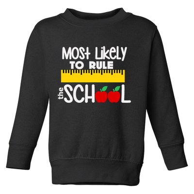 MOST LIKELY TO RULE THE SCHOOL RULER & APPLE Toddler Sweatshirt