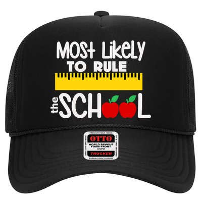 MOST LIKELY TO RULE THE SCHOOL RULER & APPLE Trucker Hat