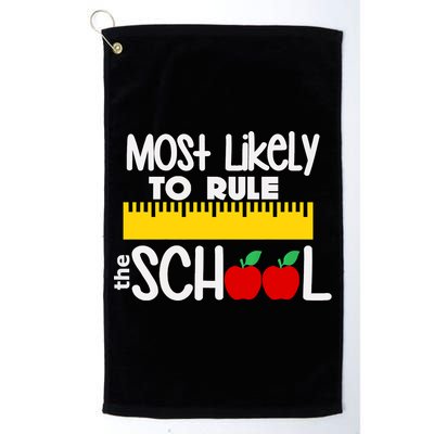 MOST LIKELY TO RULE THE SCHOOL RULER & APPLE Golf Towel