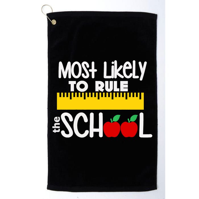 MOST LIKELY TO RULE THE SCHOOL RULER & APPLE Golf Towel