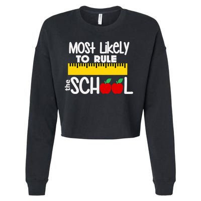 MOST LIKELY TO RULE THE SCHOOL RULER & APPLE Cropped Pullover Crew