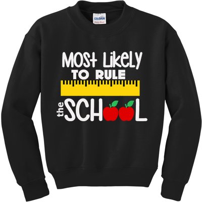 MOST LIKELY TO RULE THE SCHOOL RULER & APPLE Kids Sweatshirt