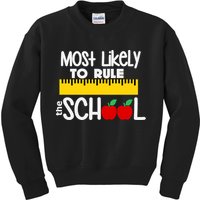 MOST LIKELY TO RULE THE SCHOOL RULER & APPLE Kids Sweatshirt