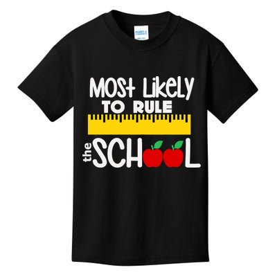 MOST LIKELY TO RULE THE SCHOOL RULER & APPLE Kids T-Shirt