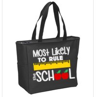 MOST LIKELY TO RULE THE SCHOOL RULER & APPLE Zip Tote Bag