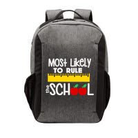 MOST LIKELY TO RULE THE SCHOOL RULER & APPLE Vector Backpack