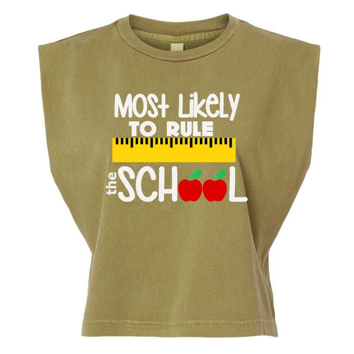 MOST LIKELY TO RULE THE SCHOOL RULER & APPLE Garment-Dyed Women's Muscle Tee