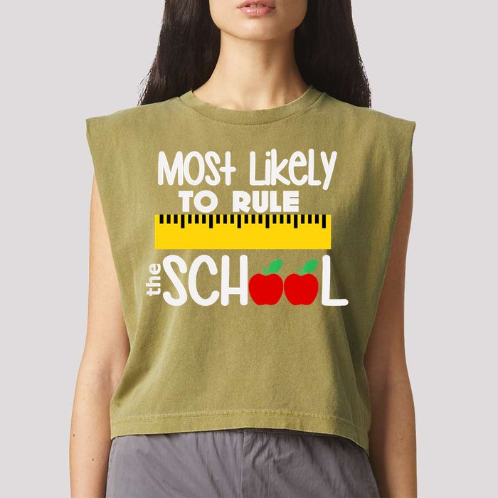 MOST LIKELY TO RULE THE SCHOOL RULER & APPLE Garment-Dyed Women's Muscle Tee