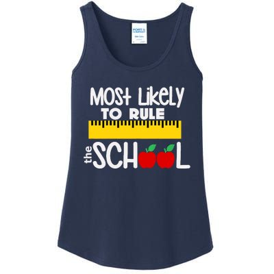 MOST LIKELY TO RULE THE SCHOOL RULER & APPLE Ladies Essential Tank