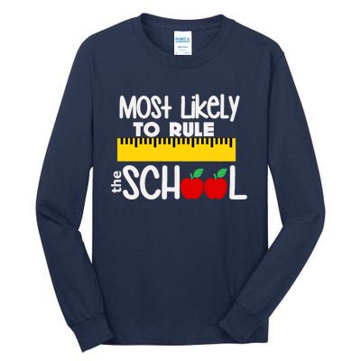 MOST LIKELY TO RULE THE SCHOOL RULER & APPLE Tall Long Sleeve T-Shirt