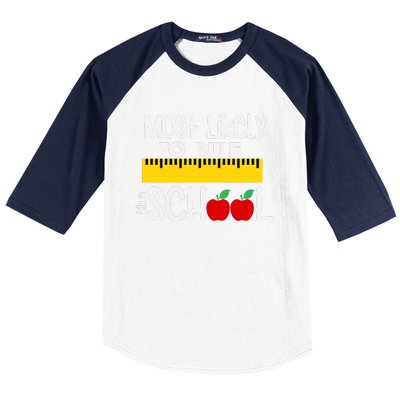 MOST LIKELY TO RULE THE SCHOOL RULER & APPLE Baseball Sleeve Shirt